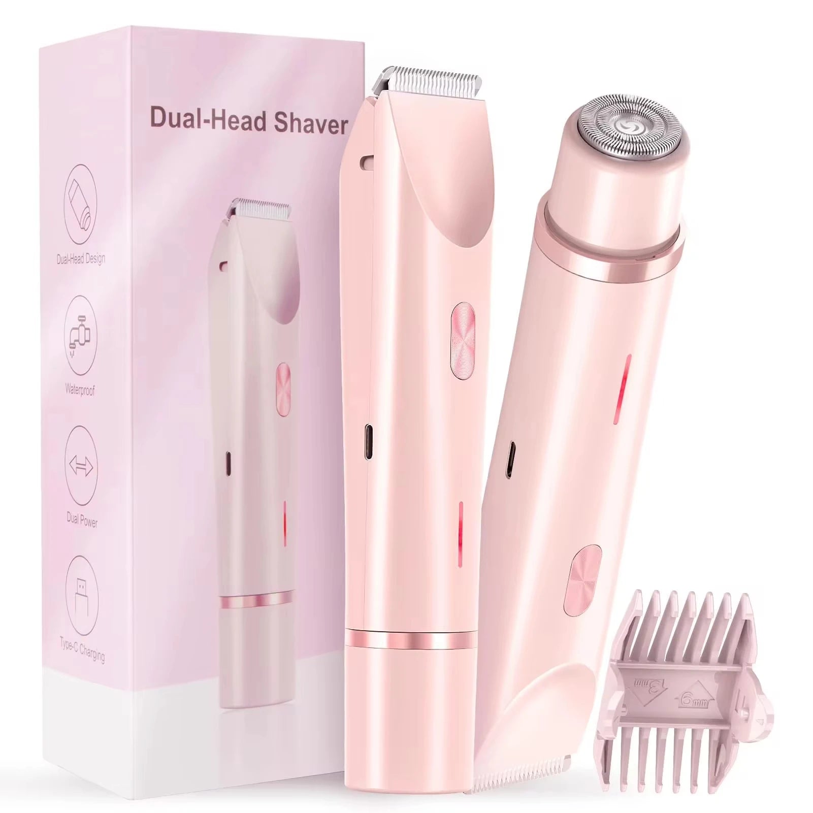 Rose pink 2 in 1 waterproof trimmer